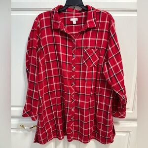 J. Jill Red Plaid Button Front Long Sleeve Shirt Women’s Size 2X